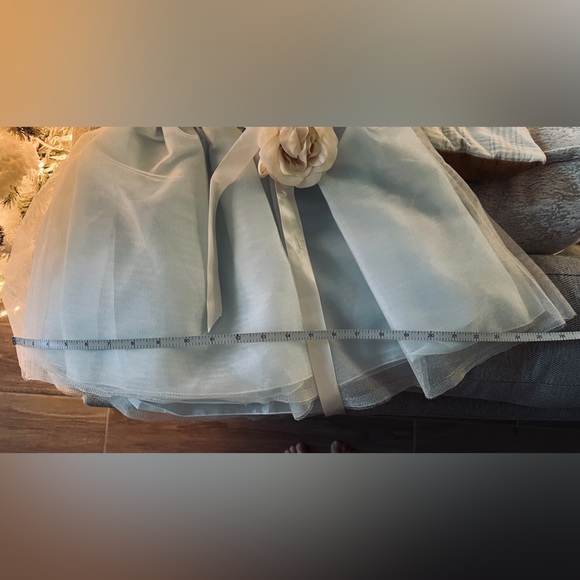 Antique lace and tulle baby dress flower sash - Picture 7 of 7